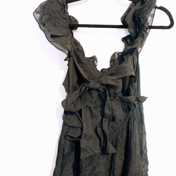 H&M NWT lyocell blend flounced black dress.  Long with open back with a tie clos - Picture 6 of 8